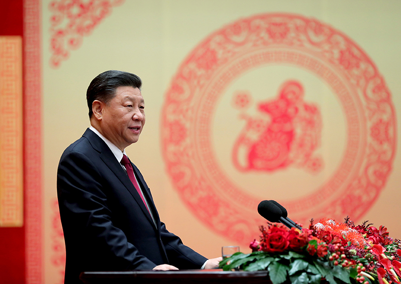 1月23日，中共中央、国务院在北京人民大会堂举行2020年春节团拜会。中共中央总书记、国家主席、中央军委主席习近平发表讲话。